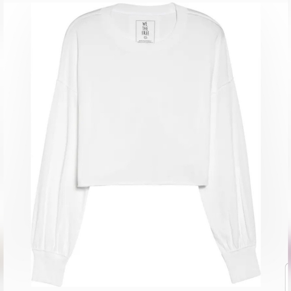Free People  Denver Crop long sleeve white top sz. L - Picture 1 of 9